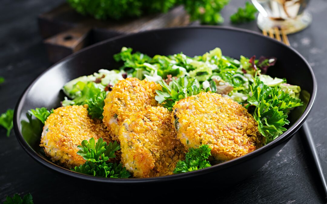 Poisson pané et salade