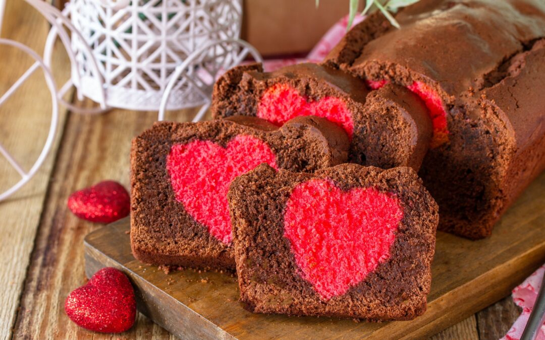 Brownie avec cœur rouge