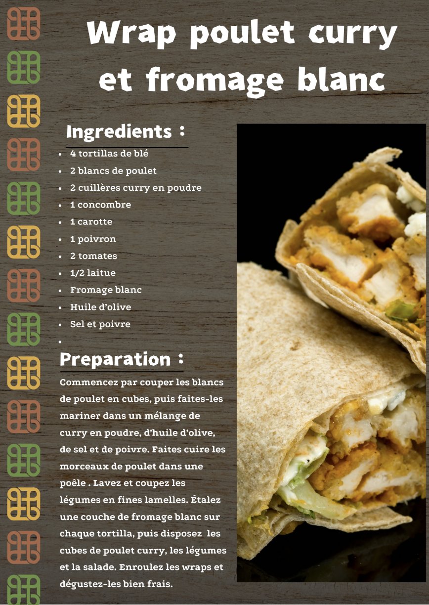 wrap poulet curry fromage blanc