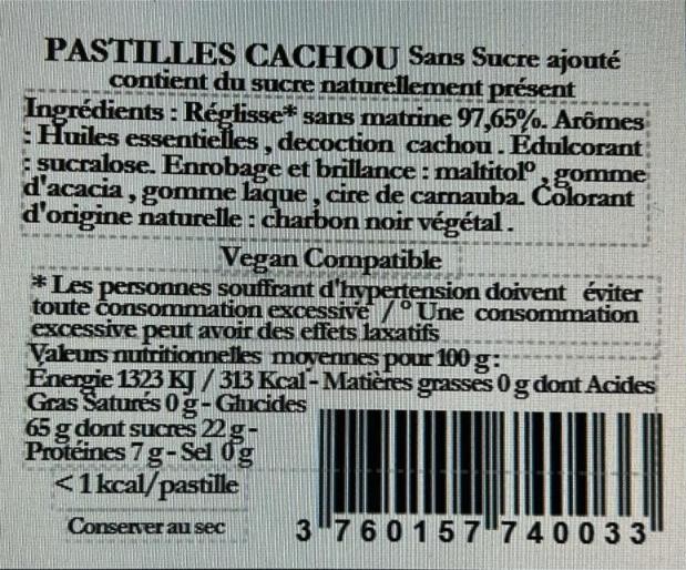 etiquette composition cachou